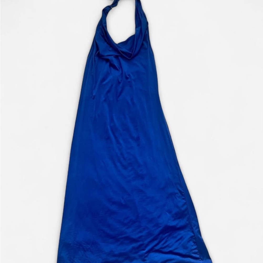 Elegant Blue Halter Dress